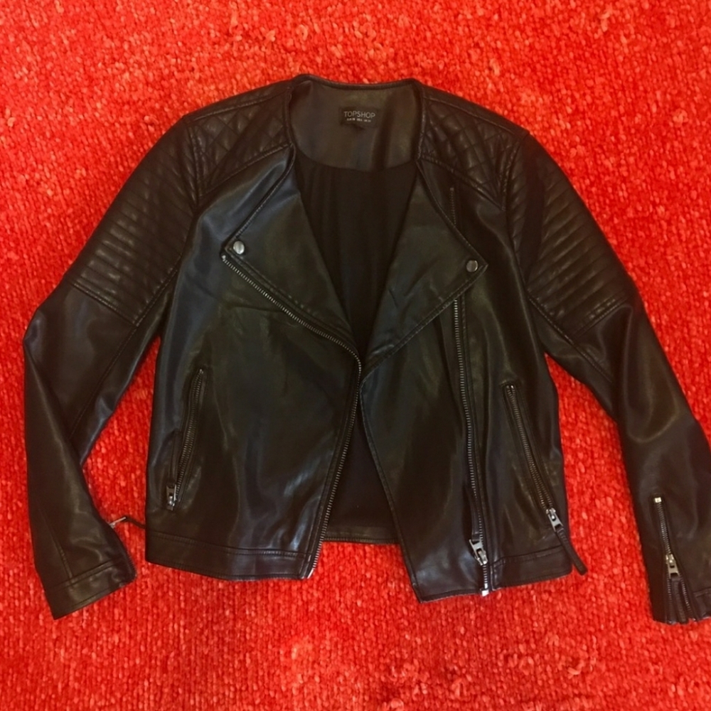 Women's TopShop Faux Leather Black Jacket